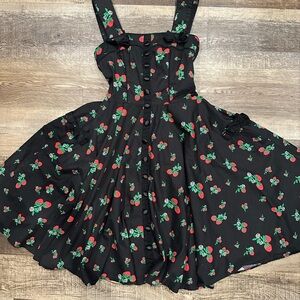 Pink and Red Floral Print Knee-Length Sundress